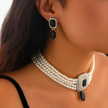 Lacteo Retro Eleganz: Mehrlagiges Perlen-Schmuckset für Damen