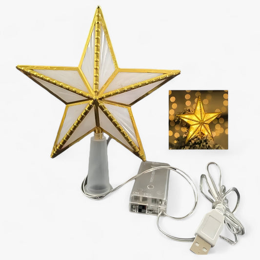 Topper Star | LED Leuchtende Stern mit Fünf Spitzen für den Weihnachtsbaum