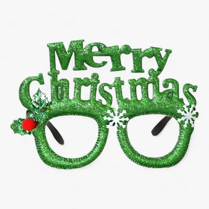Urlaubsfeiernder | Weihnachtsbrille mit Weihnachtsmann, Weihnachtsbaum und Schneemann - Lustige Accessoires für Festtagsfotos