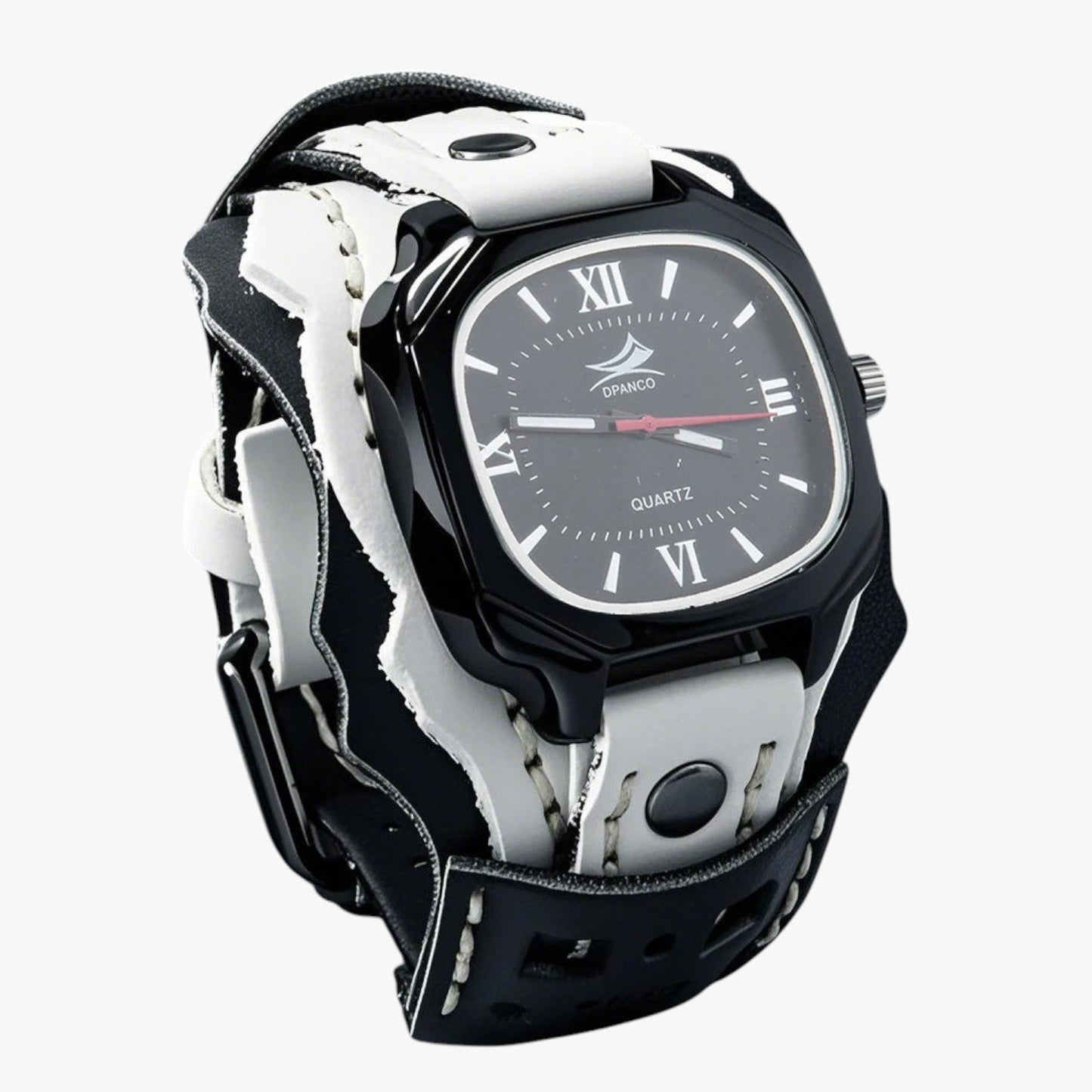 Alden | Großes quadratisches Herrenuhr mit echtem Lederarmband