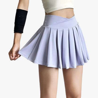 Luna | Hoher taille plissierter sportlicher Rock mit integrierten Shorts