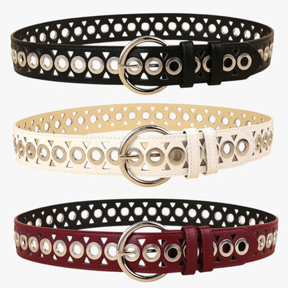 Emelia | Rindsleder-Punk-Taillegurt im Y2K-Stil mit Nadelschnalle