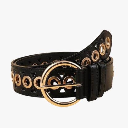 Emelia | Rindsleder-Punk-Taillegurt im Y2K-Stil mit Nadelschnalle