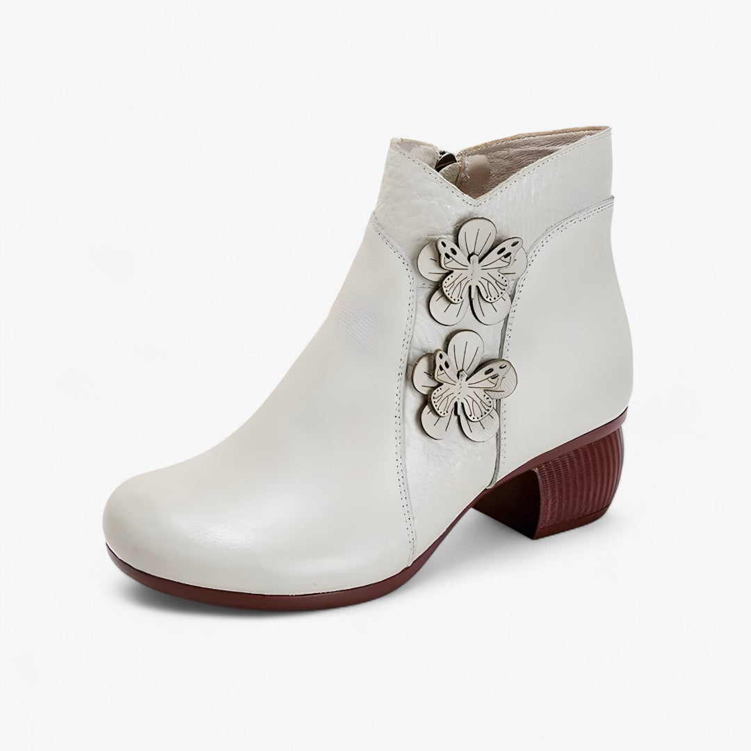 Greta | Retro-Stiefeletten aus echtem Leder mit optischem Absatz