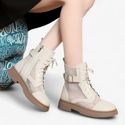 Talia | Netzstiefel mit Schnürung und dünnem Plateau für den Sommer