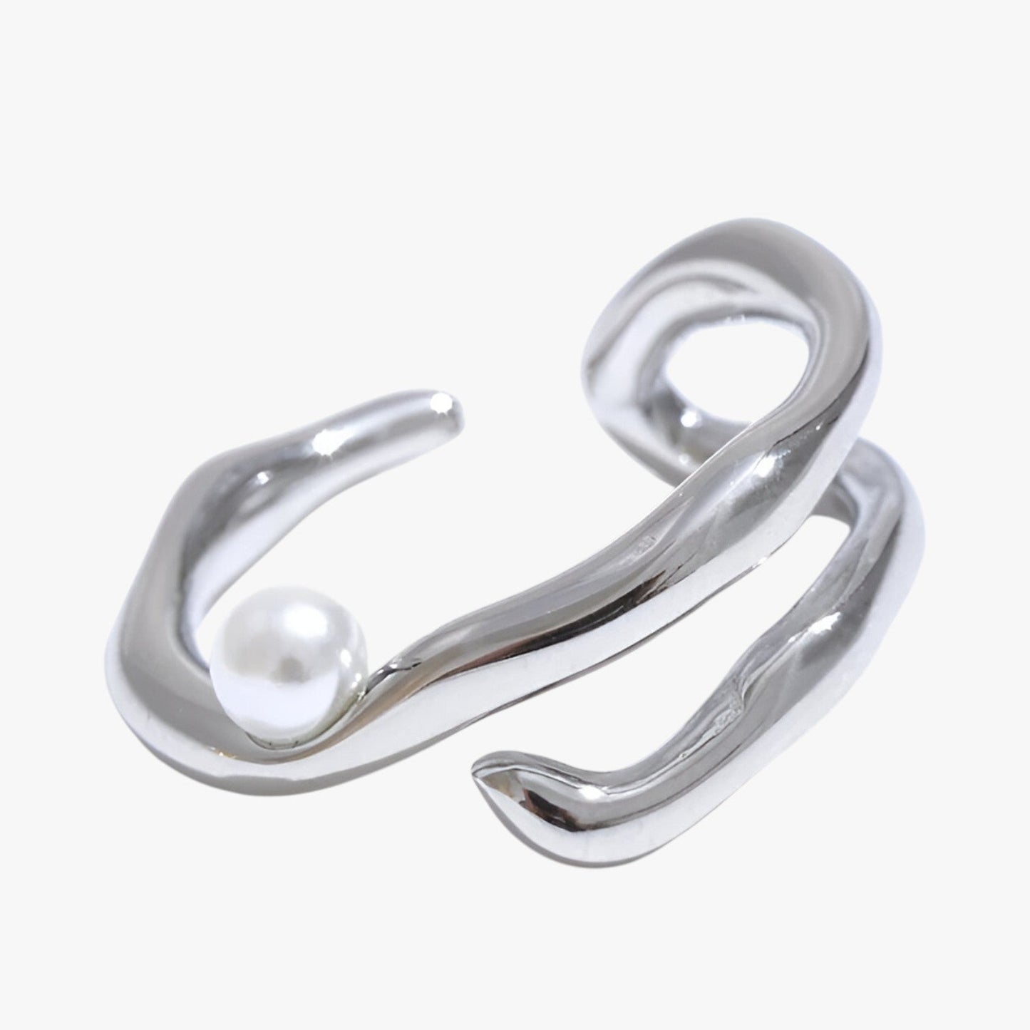 Sadie | Offener geometrischer Ring mit Perlen