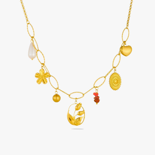 Bailey | Elegante Halskette mit Herz- und Tulpenanhängern