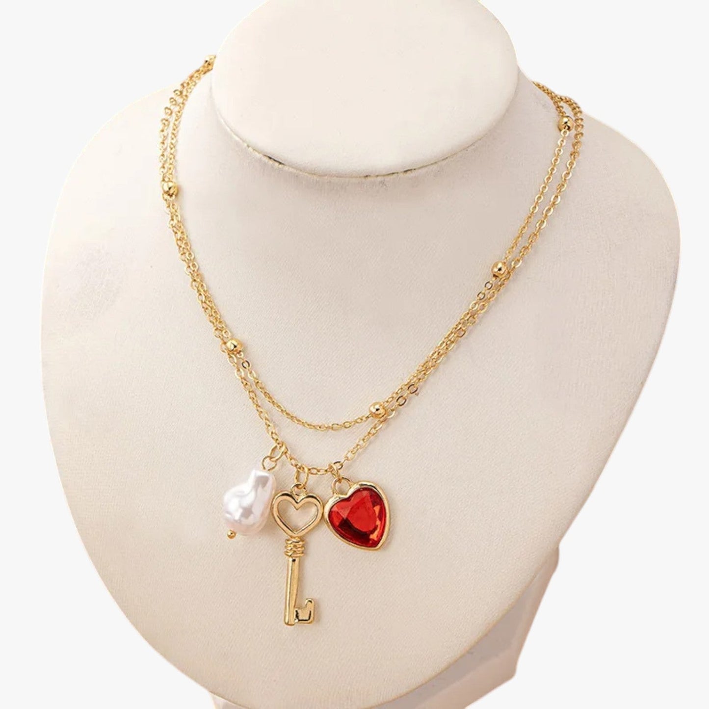 Elsie | Elegante Herz-Halskette mit Perle