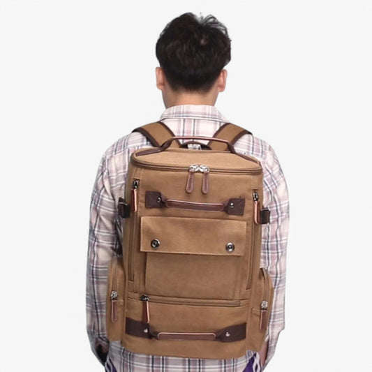 Enrique | Geräumiger Vintage Canvas-Rucksack mit Laptopfach