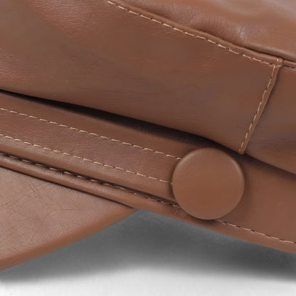 Nova | Oktagonale Flache Mütze | PU-Leder-Hut