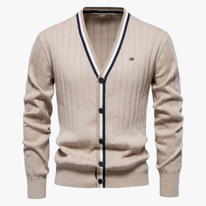 Jeremy | Herren-Lana-Cardigan mit V-Ausschnitt, warmes Color-Block-Design für Herbst/Winter