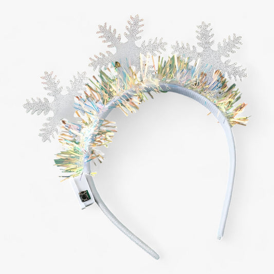 Weihnachts-Diadem mit LED-Schneeflocken-Lichtern - Festliches Stirnband für Mädchen und Frauen