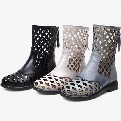 Leah | Knöchellange Stiefel aus echtem Leder mit Keil und modernem Schnitt