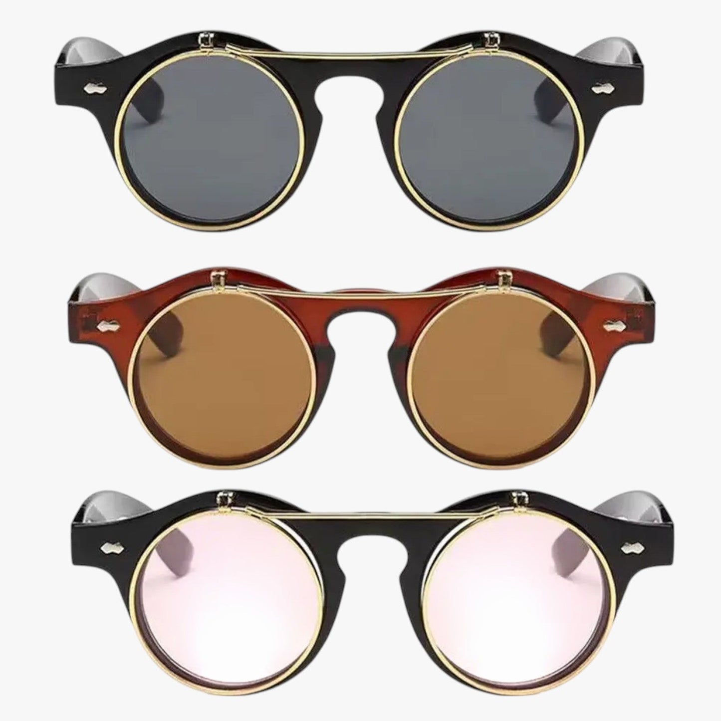 Zain | Retro Unisex Sonnenbrille Doppelobjektiv Flip & UV-Schutz