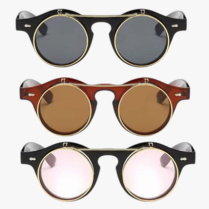 Zain | Retro Unisex Sonnenbrille Doppelobjektiv Flip & UV-Schutz