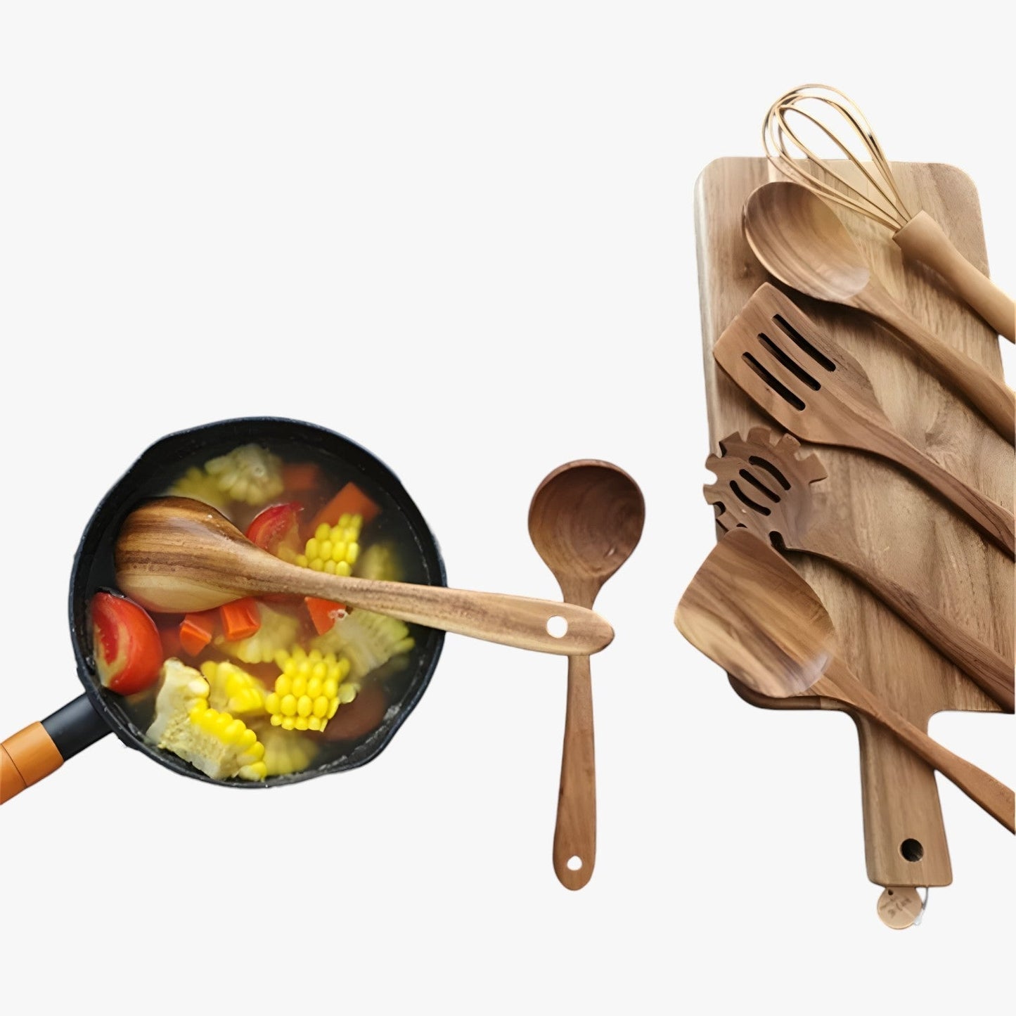 Olivia | 7-teiliges Holz-Kochset – Natürlich, nachhaltig und Antihaft