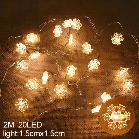 TwinkleLights | LED Lichterschlauch 20LED - Beleuchten Sie Ihre Feste mit dem Weihnachtsmann und Schneeflocken