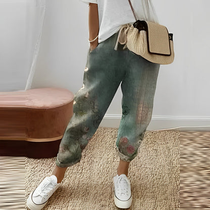 Boho Damenhose mit Blattmuster – Selina