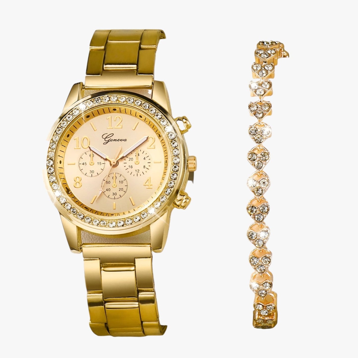 Khloe | Elegante Uhr mit Armband aus Gold und Diamanten