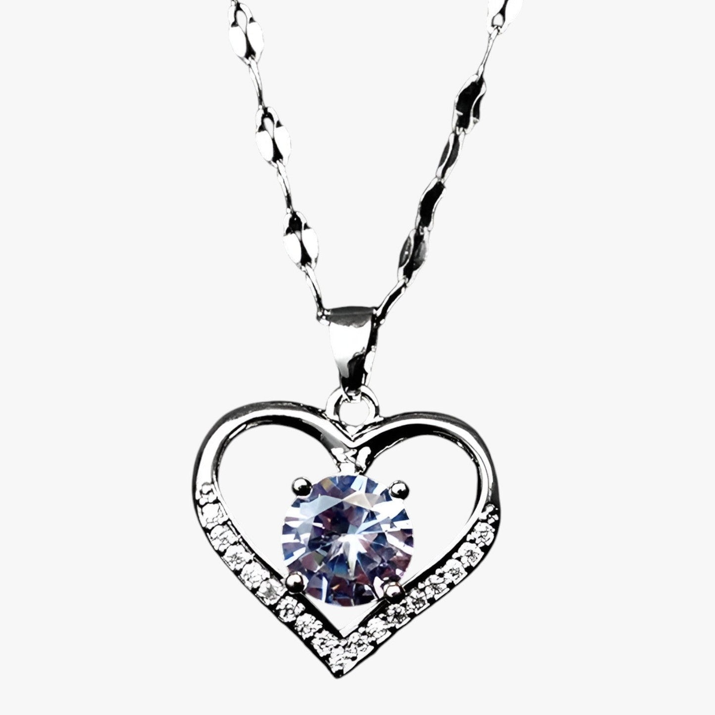 Skylar | Damenherz-Kette mit Edelsteinen, elegantes und komfortables goldenes Design