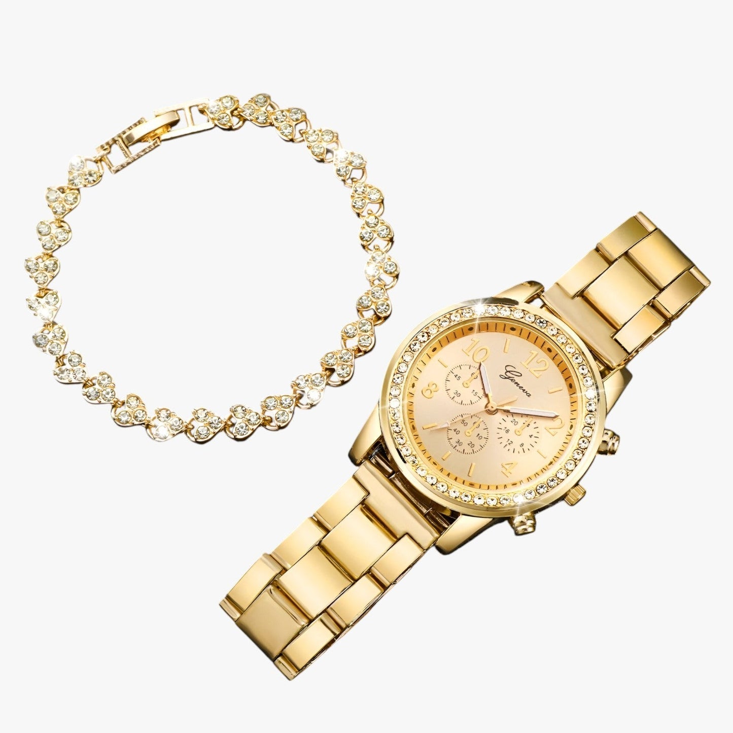 Khloe | Elegante Uhr mit Armband aus Gold und Diamanten