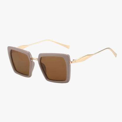 Riley | Vintage quadratische Sonnenbrille mit dunkelgrünen Gläsern