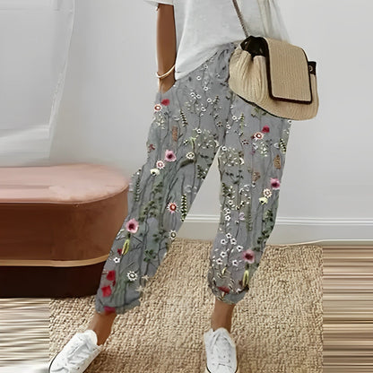 Boho Damenhose mit Blattmuster – Selina