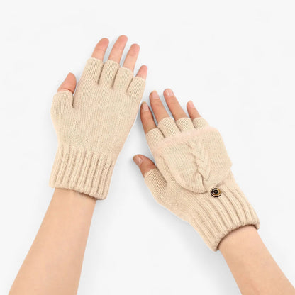 Dicke umgeschlagene gestrickte Handschuhe für Damen - für kaltes Wetter