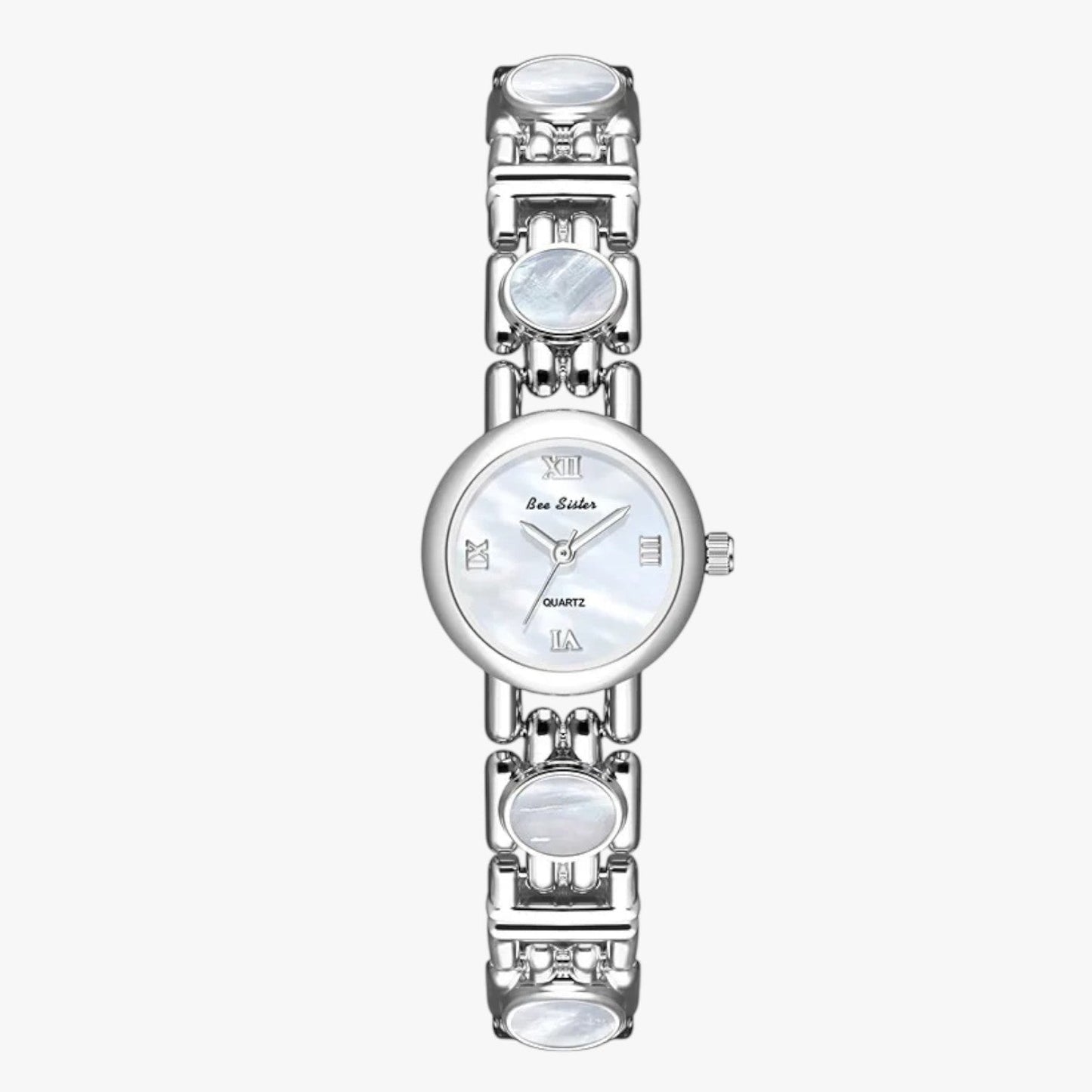 Mira | Elegante Armbanduhr mit Perlmutt-Muschelhalsband