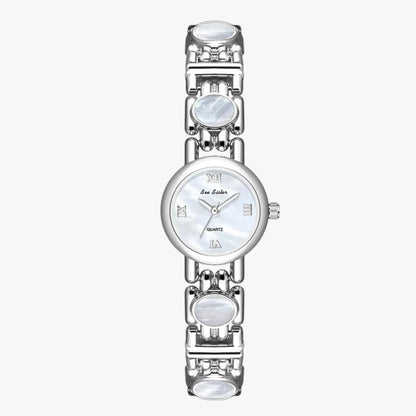 Mira | Elegante Armbanduhr mit Perlmutt-Muschelhalsband