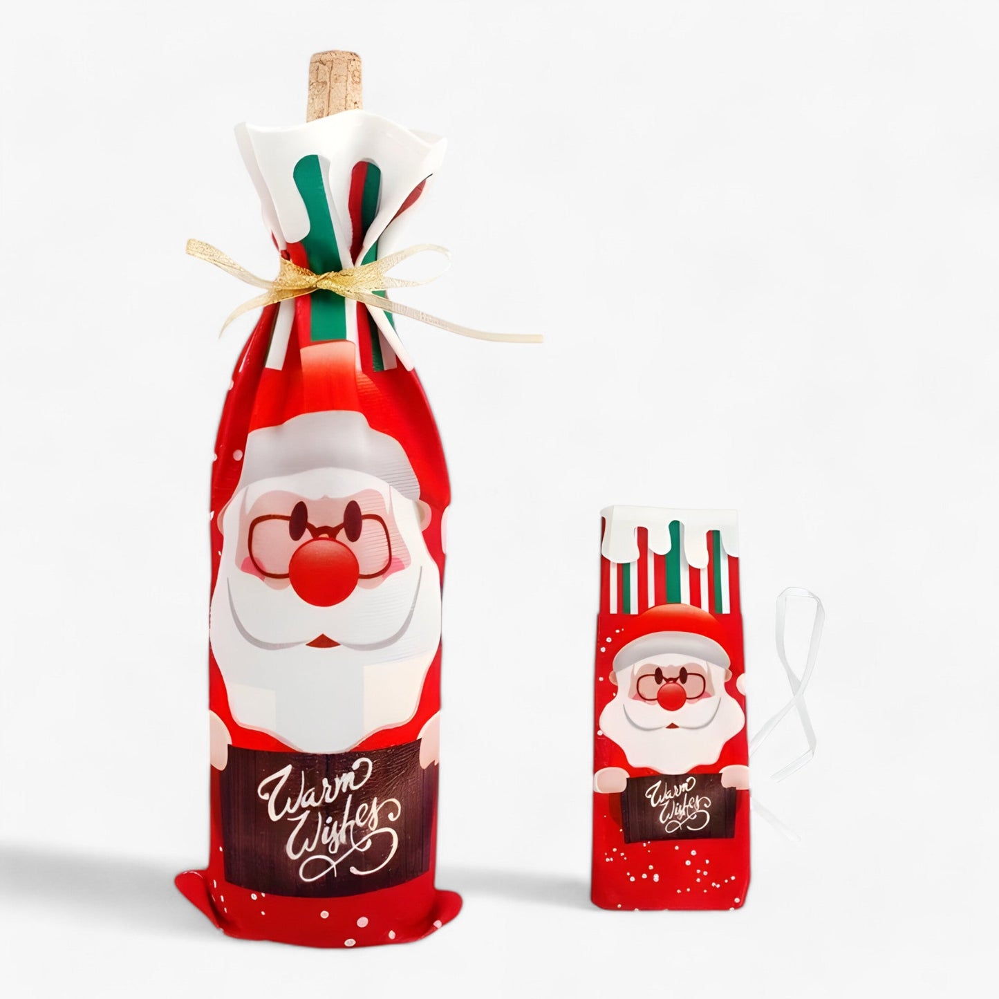 FengRise Dekoration | Flasche Hülle Weihnachtsmann - Geschenkhalter in Weihnachtsstrümpfen - Weihnachtsgeschirr - Neujahrs Geschenk