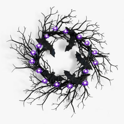 Fledermaus- und Spinnenkrone Halloween - Gruselige LED-Dekoration für Türen und Fenster