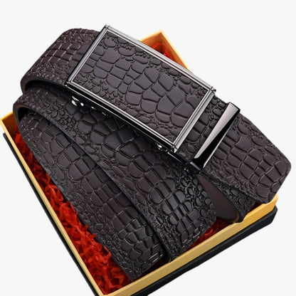 Eithan | Klassischer Ledergürtel mit Krokodilstruktur