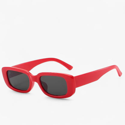 Nico | Unisex Retro Rechteckige Sonnenbrille mit Schwarzen Gläsern