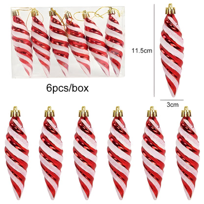 sternenklar | Set mit 6 Christbaumschmuck – festliche rote Süßigkeiten- und Schneeflocken-Dekoration