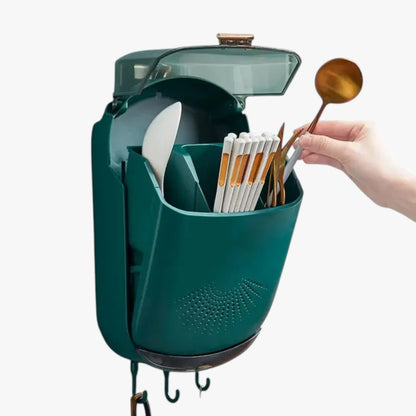 Gianni | Wandhalterung für Stiftbehälter mit Entwässerung und Abdeckung