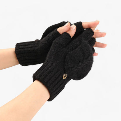 Dicke umgeschlagene gestrickte Handschuhe für Damen - für kaltes Wetter