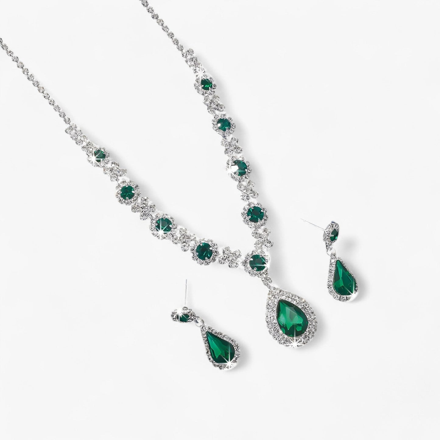 Amanda | Elegantes Hochzeitsset 2 Teile - Tropfenanhänger und Ohrringe