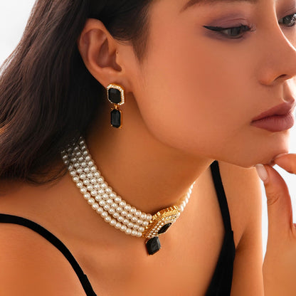 Lacteo Retro Eleganz: Mehrlagiges Perlen-Schmuckset für Damen