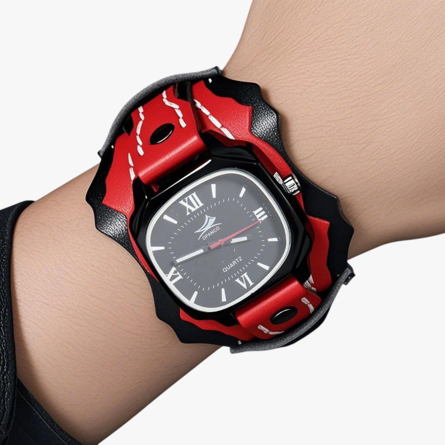 Alden | Großes quadratisches Herrenuhr mit echtem Lederarmband