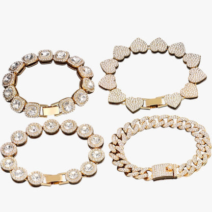 Emery | Tennisarmband mit Herz- und Kristallanhängern – Hip-Hop-Eleganz für jeden Anlass