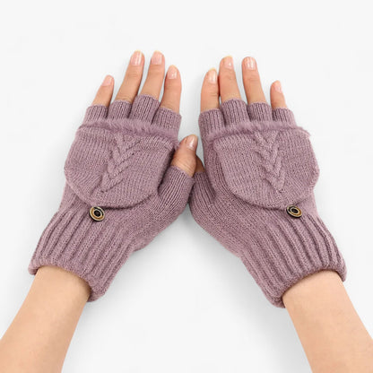 Dicke umgeschlagene gestrickte Handschuhe für Damen - für kaltes Wetter