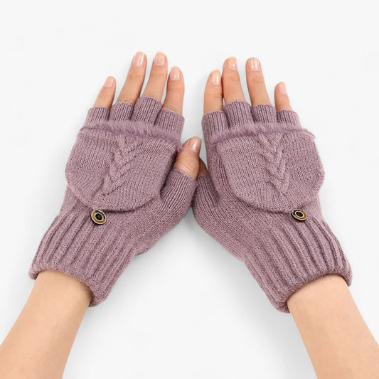 Dicke umgeschlagene gestrickte Handschuhe für Damen - für kaltes Wetter