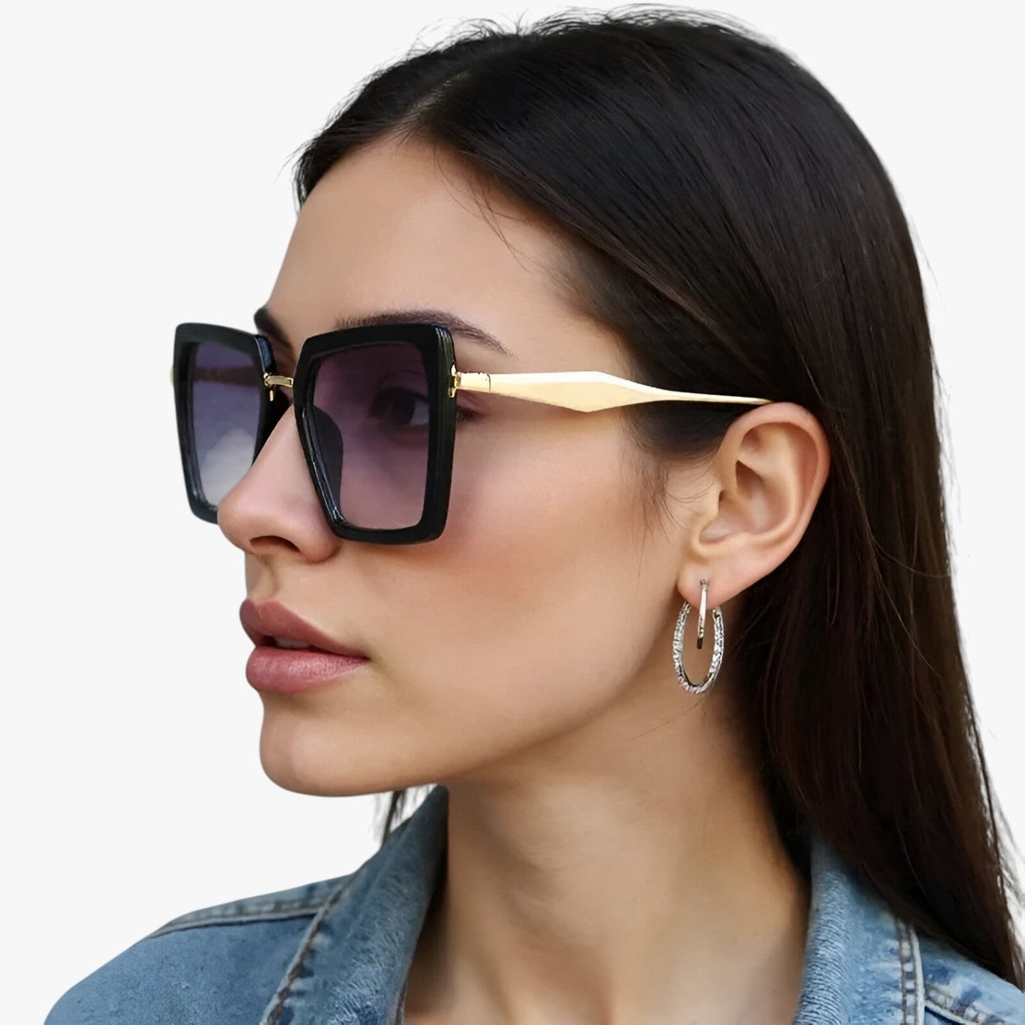 Riley | Vintage quadratische Sonnenbrille mit dunkelgrünen Gläsern