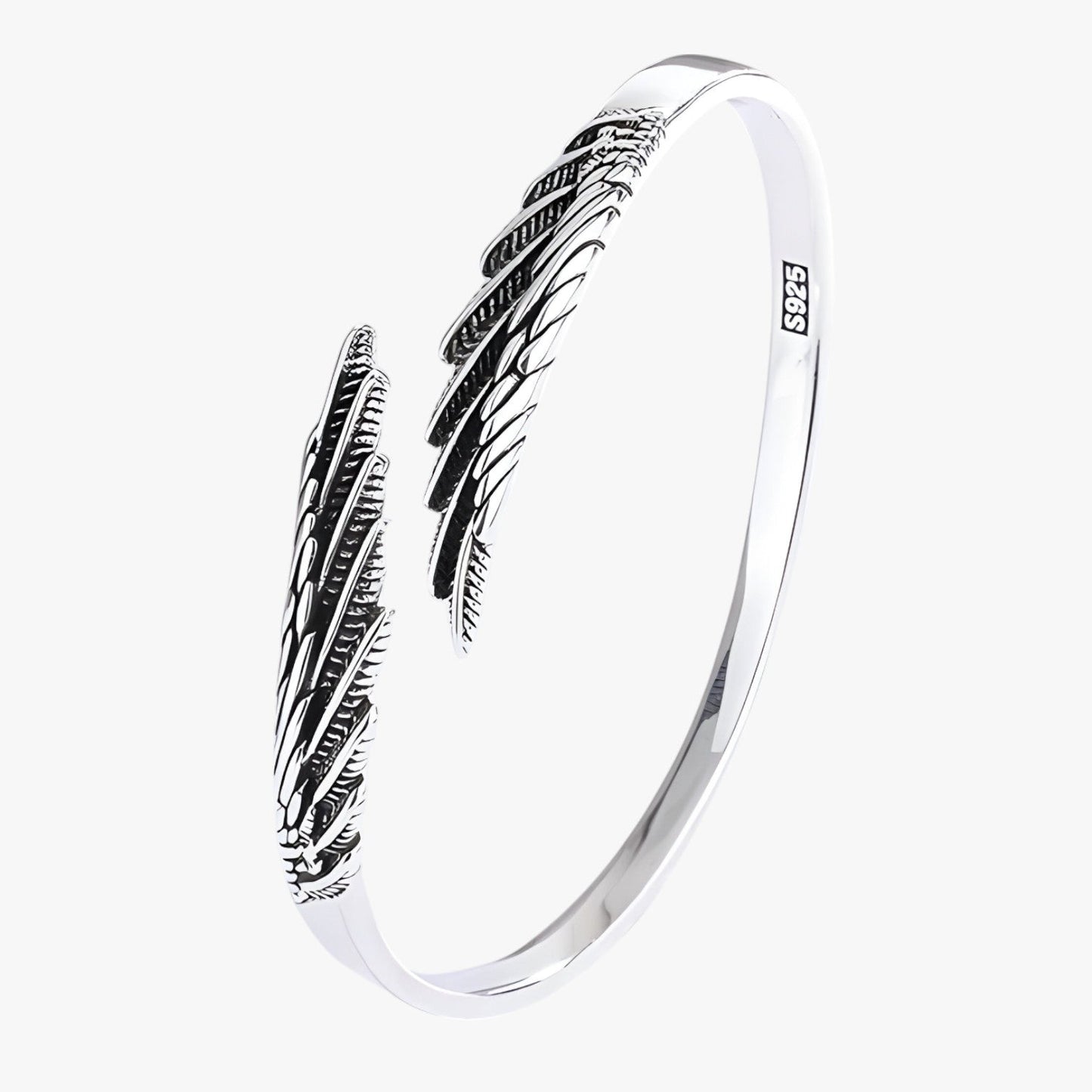 Jayce | Armband aus 925er Silber mit Goldener Feder im Vintage Punk Stil