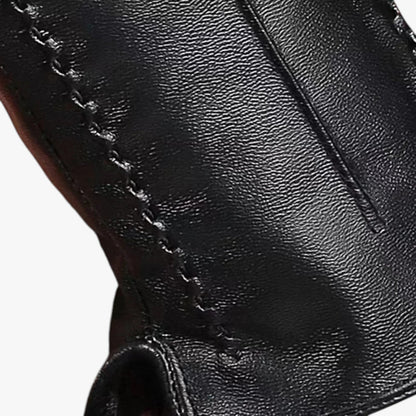 Leah | Damen Winterhandschuhe aus PU-Leder mit Touchscreen-Funktion & Windschutz
