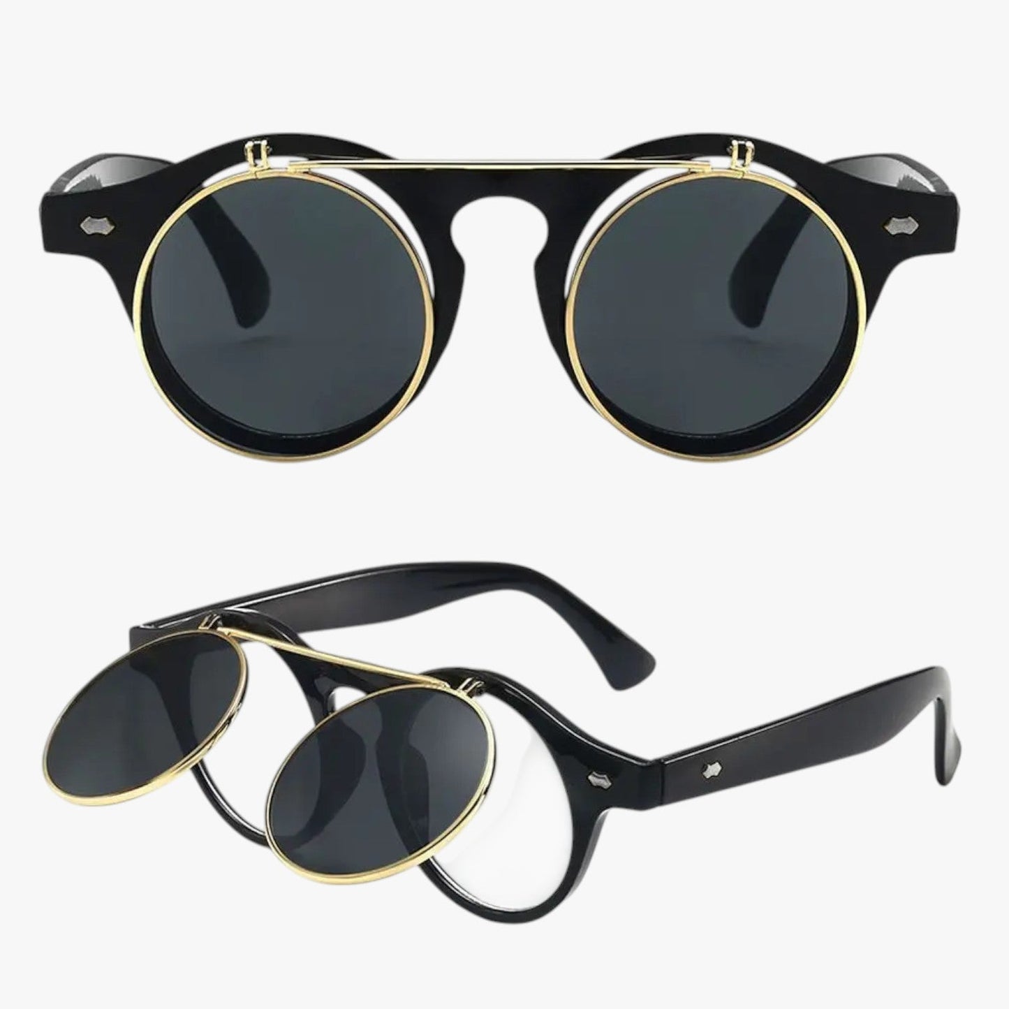 Zain | Retro Unisex Sonnenbrille Doppelobjektiv Flip & UV-Schutz