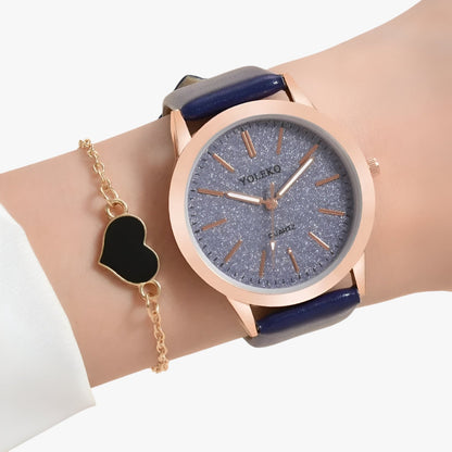 Nova | Set Eleganza Femminile 2 Uhren aus Leder für Damen und Armband, Luxusstil am Handgelenk