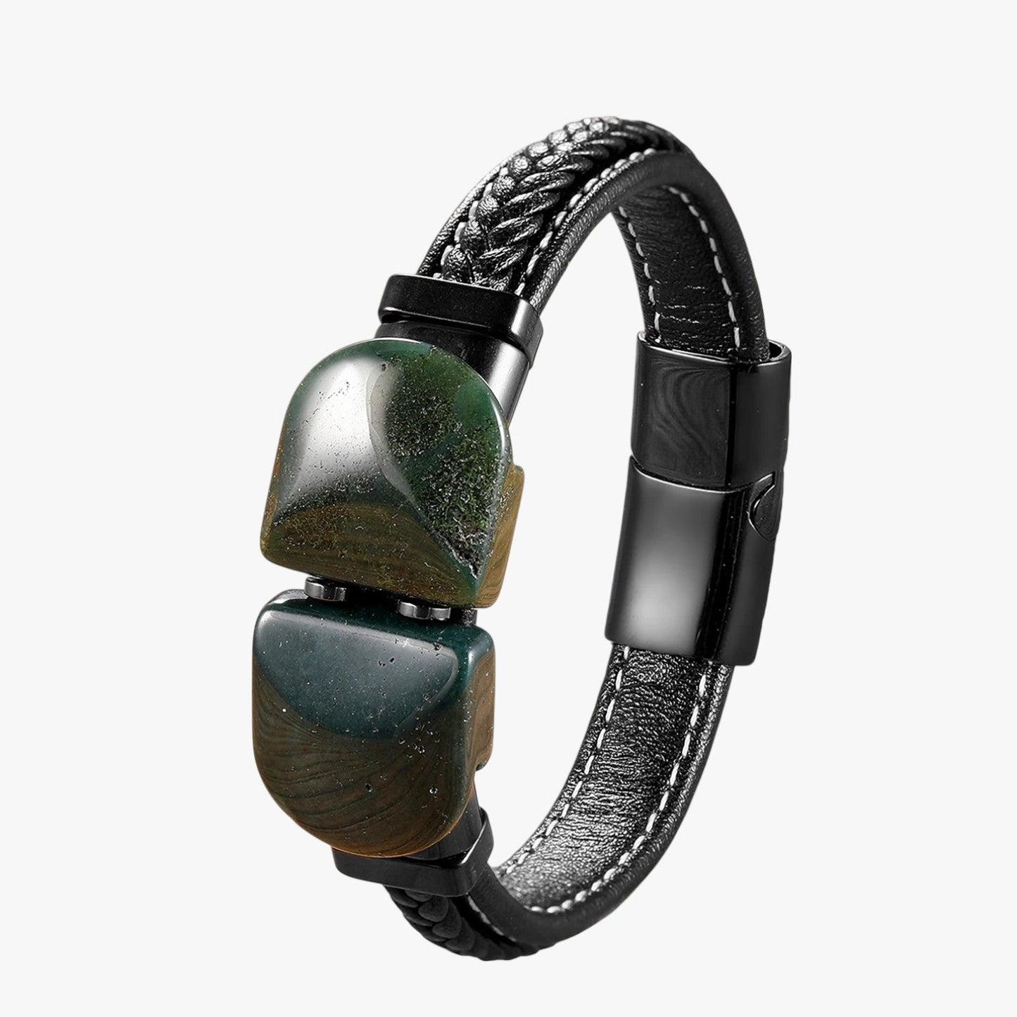 Charlie | Herrenarmband aus Naturstein und Leder Geschenk Elegant 2025
