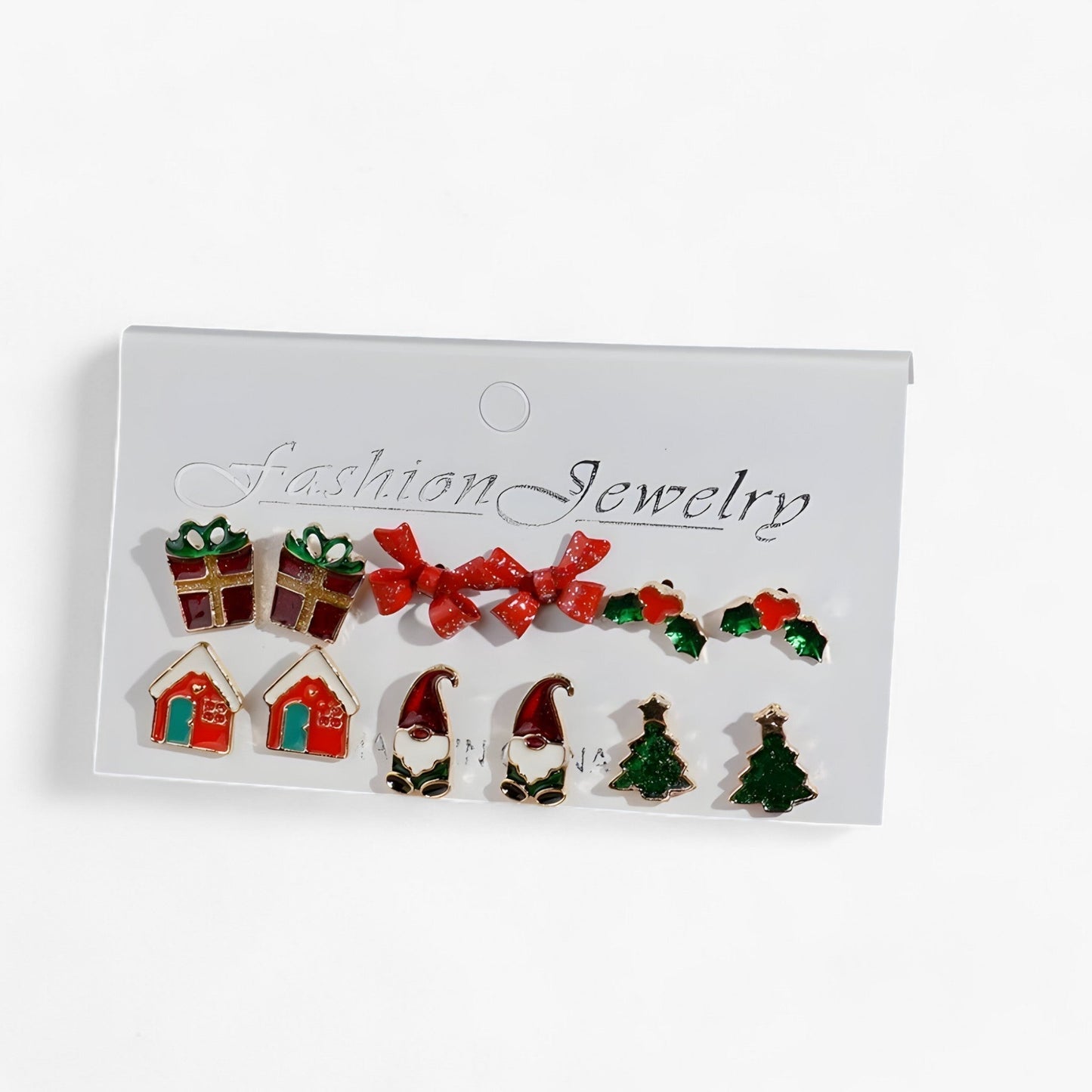 Sparkle | Set aus 6 Paar Weihnachtsohrringen - Funkelnde Designs aus Zirkonia